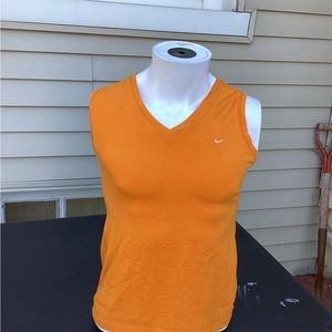 Nike Fit Dry V Neck Tank Top Women’s  large Orange Cotton Spandex - Fitted